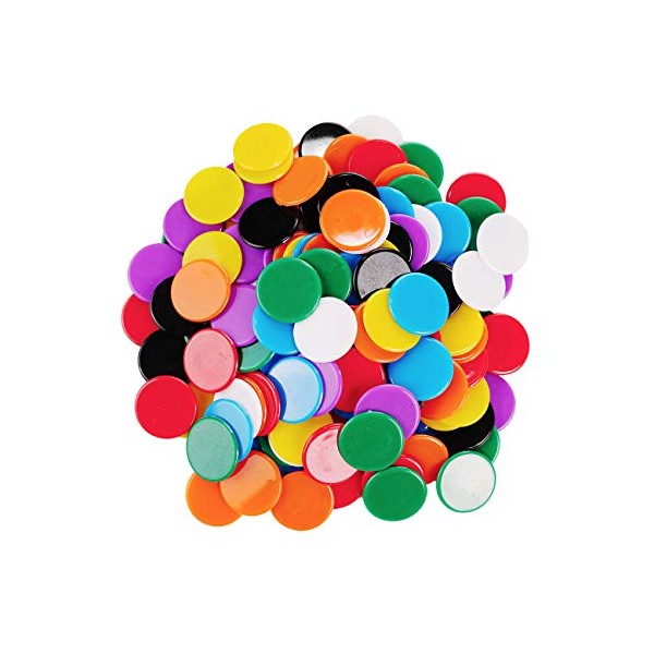 FINGOOO 160 pieces Colored Counter Bingo Chips Leaning Resource Plastic Markers for Kids Math Counting Education