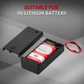 DAIERTEK 9V Battery Holder, 9 Volt Battery Holder with ON/Off Switch Cover Lead Wires 9V Battery Box 9 Volt Battery Case Connector -3Pack