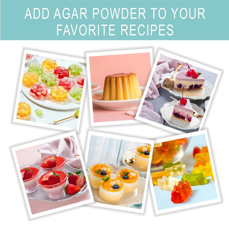 Agar Agar Powder, Vegan Unflavored Gelatin Substitute, Non-GMO, Gluten Free,
