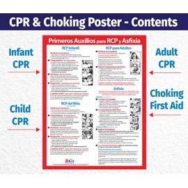 CPR & Choking Poster in Spanish (en Español) 20 Pack - Restaurant Compliance Signs - School Supplies in Spanish - Laminated, 17 x 22 inches