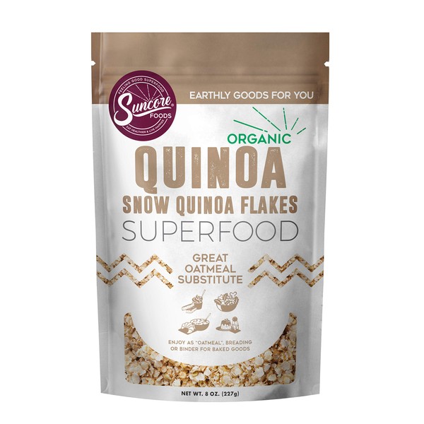 Suncore Foods - Organic Quinoa Flakes, 8oz bag, Gluten Free and Non-GMO, Quinoa Seeds, Superfood