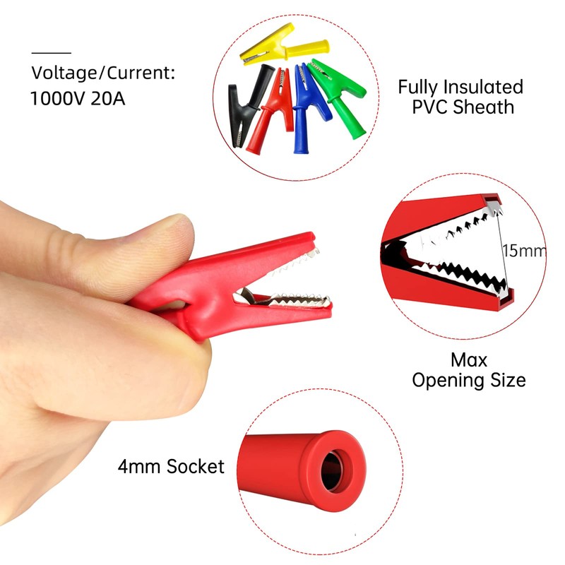 Cleqee 4 mm Stackable Banana to Banana Plug Test Leads