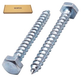 SKIR'CO (80 pcs) DIN 571 Zinc Plated Steel Hexagon Wood Screws M6 x 50 mm, Coach Screws, Hex Screw, Lag Bolts