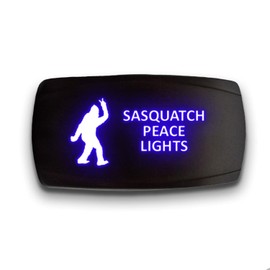 Sasquatch Peace Lights - Blue - Stark 5-PIN Horizontal Laser Etched LED Rocker Switch Dual Light - 20A 12V ON/Off