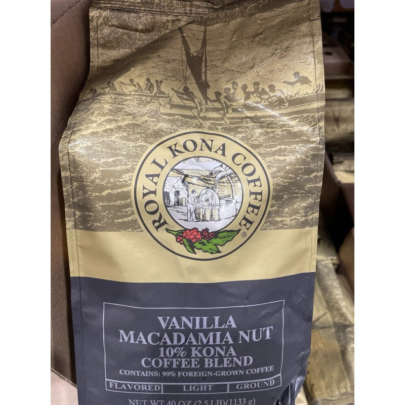 Royal Kona Coffee Vanilla Macadamia 10% Kona Blend Coffee 40
