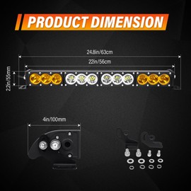 SKYWORLD Single Row LED Light Bar with 12V Wiring Harness Kit, 22 inch 120W Dual Color White Amber Offroad Driving Fog Lights Roof Bumper LED Bar for Car Truck SUV UTE ATV 4x4 4WD Vehicles