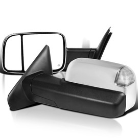 Spec-D Tuning Chrome Power Heated Telescopic Clear Signal Towing Mirrors Compatible with 2002-2008 Dodge Ram