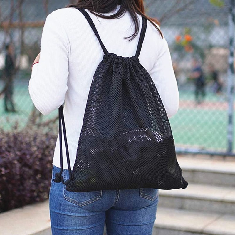 Mesh Bag, Gym Bag, Backpack, Knapsack, Lightweight, Shoe Storage, Camping,