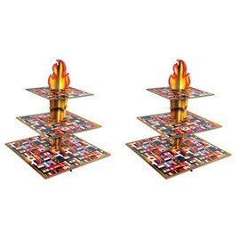 Beistle Flame Torch Cupcake Stands 2 Piece Sports Table Centerpiece International Party Supplies, 15.25" x 11.25", Multicolored