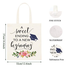 WCGXKO Graduation Gift A Sweet Ending to A New Beginning Zipper Makeup Bags Travel Toiletry Bag Accessories (A Sweet Ending Tote)