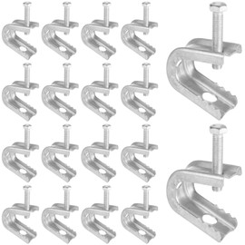 100 Pcs Beam Clamps - Screw in Hooks for Flanges, Mini Tiger Heavy-duty C U-Shaped Clamps with Screws for Threaded Wire Ring, Supports 75 lbs