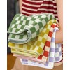 4 Pcs Hand Towels for Bathroom Checkered, Cotton Soft Absorbent