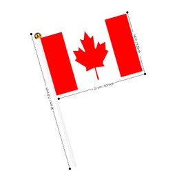 AhfuLife Small Canada Flags for Canada Decoration, Pack of 15 Canadian Mini Hand-Held Flags with 30 cm White Pole for July 1st Canada Day Victoria Day Party Home Garden Bar Decoration