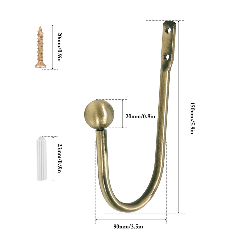Curtain Holdback, 2 Pcs Wall Mounted Drapery Tiebacks with Screws,