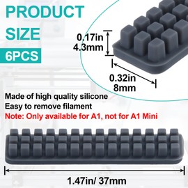 SmallCat 6pcs Silicone Nozzle Wiper Brush for Bambu Lab A1, Self-Adhesive Nozzle Cleaner Tool, 3D Printer Hotend Nozzle Brush Replacement Kit Incompatible with Bamboo Lab A1 Mini- Gray