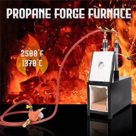 Dawot Two Burners Portable Propane Gas Forge with One Door, Dual Burners 2300°F /1300 ℃ Large Capacity Square Forging Furnace for Blacksmithing Farrier Making Forging Tools and Equipments
