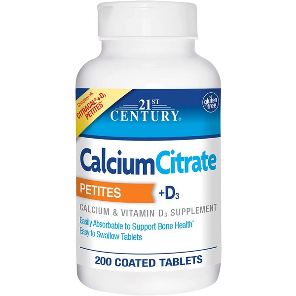 21st Century Calcium Citrate + D3 Petites Coated Tablets 200 ea