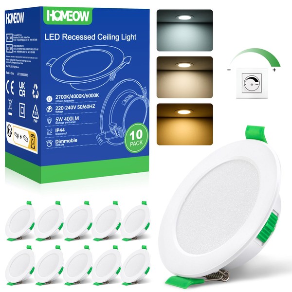 HOMEOW LED Recessed Spotlight, 230 V, Dimmable, LED Spotlights, 5