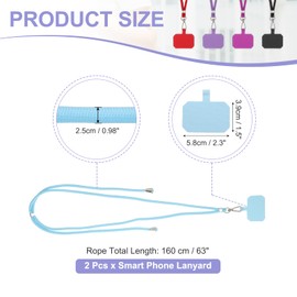 PATIKIL Smart Phone Lanyards, 2 Pack Universal Cell Phone Lanyards Adjustable Phone Strap Crossbody Lanyard Patch with Neck Strap Fits Most Smartphones, Light Blue