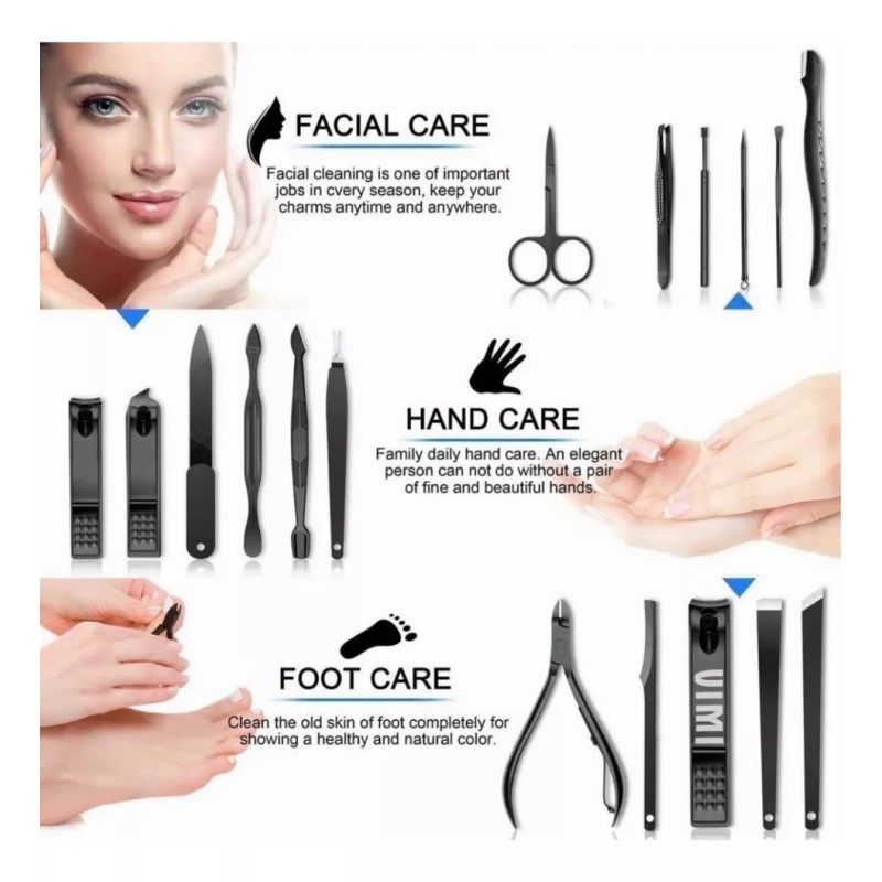 Vimi Set Manicura Pedicura Profesional Acero Inoxidable 18 Pcs