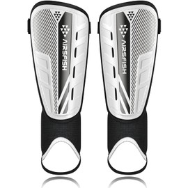 AirsFish Children's Football Shin Guards, Certified, with Ankle Protection, Adjustable Strap, High-Strength Equipment for Boys and Girls
