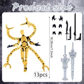PXDUCN T13 Action Figure, Action Figure, with 12 Accessories Multi Jointed Robot Toy for Boys Girls Kids and Men, Cool Desktop Decoration Gift for Game Lovers