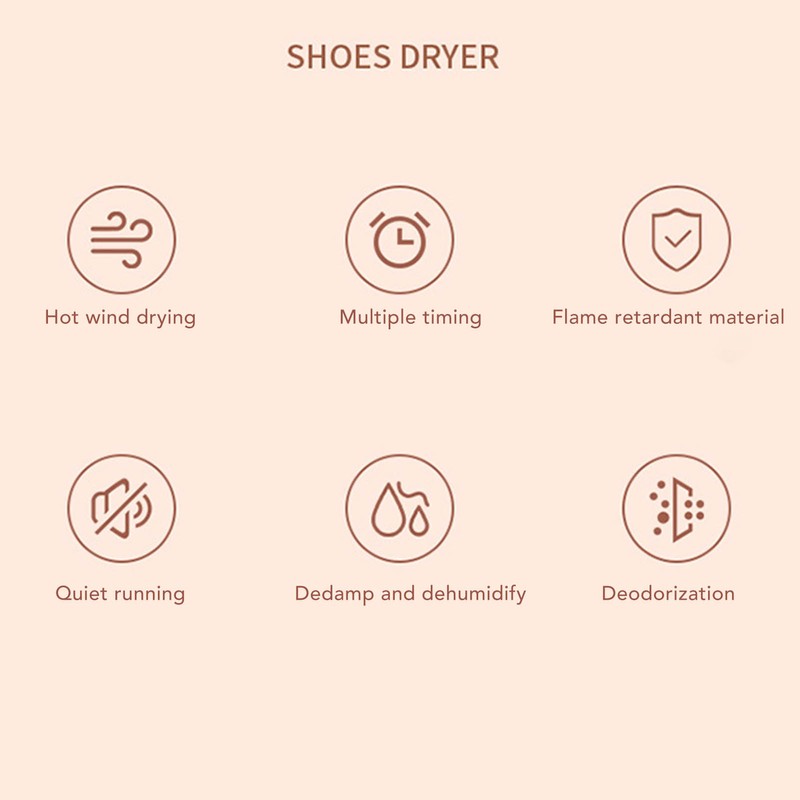 Electronic Boot Dryer Adjustable 3 Time Setting Warm Wind Low