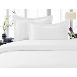 Elegance Linen 1500 Thread Count Wrinkle Resistant Ultra Soft Luxurious Egyptian Quality 3-Piece Duvet Cover Set, King/California King, White, Model:1500 DC-King-White