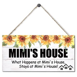 Vintage Style Sign, Mimi's House What Happens at Mimi's House, Stays at Mimi's House, Hanging Wood Sign Home Decorative, Printed Wood Wall Art Sign, Gift for Grandma 12x6 in