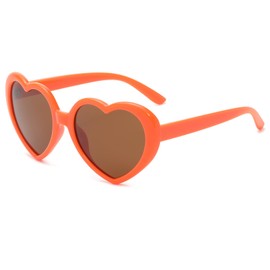 YUELUQU Herz Sonnenbrille Damen Herren Polarisierte 90er Vintage Festival accessoires Party brille (Orange-grau)