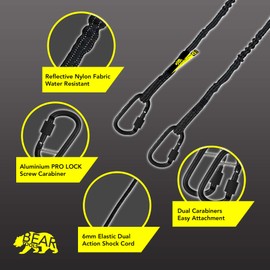 Premium Quality Dual Carabiner Tool Lanyard – Safety Fall Protection – Aluminium Screw Lock – Twin Locking Attachments - Ultra-Sturdy Tool Leash – Reflective Hi Visibility - 3 Foot (Black 3PK)