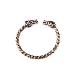 Windalf Viking Women's Bronze Bangle Dracon 5.7 cm Corded Dragon Bracelet Hand Forged, Fabric