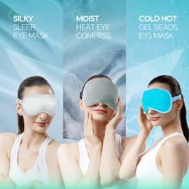 Eye Mask Set of 3 - Heated Eye Mask with Weighted Moist Warm Compress for Dry Eyes & Migraine - Cooling Eye Mask with Cold Compress for Irritated Eyes, Dry Eyes, Blepharitis, and Styes