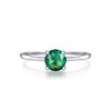 Ladies Sterling Solid 925 Silver Emerald Solitaire Ring K L