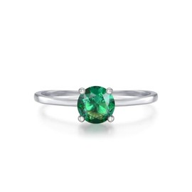 Ladies Sterling Solid 925 Silver Emerald Solitaire Ring K L M N O P Q R S T U (K)