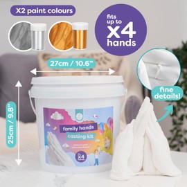 chuckle XL Family Hand Casting Kit - Extra Large 3D Hand Mold Kit for Up to 4 Hands - Plaster Casting Keepsake for Parents, Grandparents, and Memorial Gifts