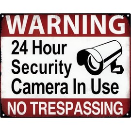 Moritz Decorative Tin Sign 24 Hour Security Camera 20 x 25 cm Metal Sign Retro Vintage