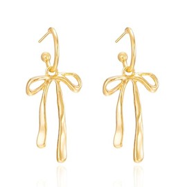 Bow Earrings for Women Gold Hoop Earrings Gold Plated Earrings,Cute Small Bow Stud Ribbon Earrings, Hypoallergenic Dainty Huggie Drop Dangle Bow Lovers Earrings Jewelry Gifts,Coquette (gold bow hoop earrings)