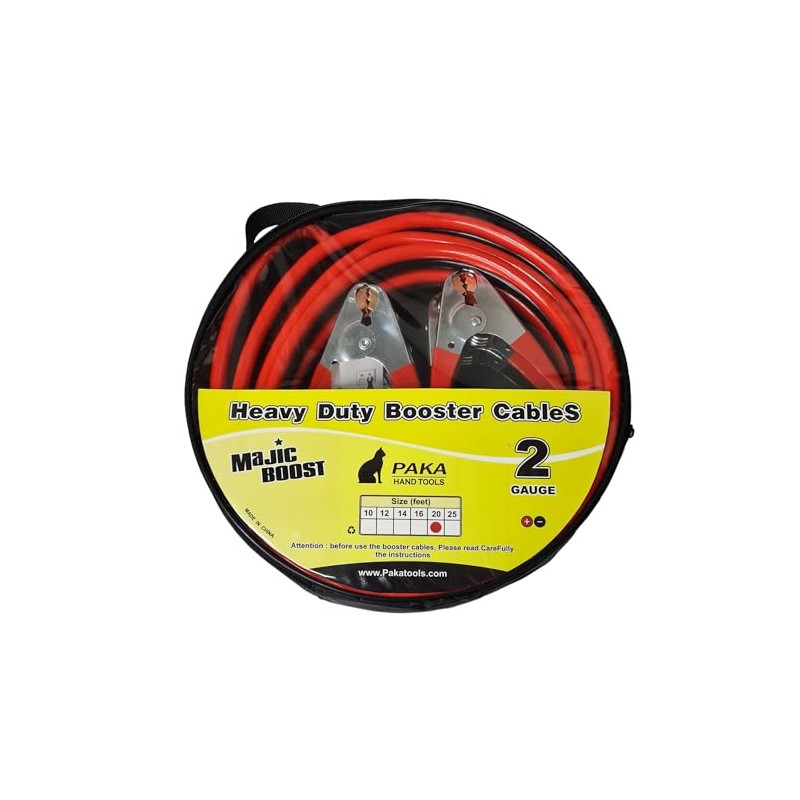 Industrial Heavy Duty 20 Feet 2 Gauge Booster Jumper Cables,