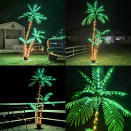 Peyayi 6 Feet Artificial Palm Tree, Light Up 220LED Christmas Tree Decorations, 3 Trunks Fake Room Decor Palm Trees for Outside Patio, Home Decor, Tiki Bar, Pool Tropical Party