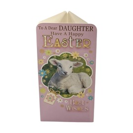Easter Money Wallet Card for Daughter, Lamb Design, Pink and Gold