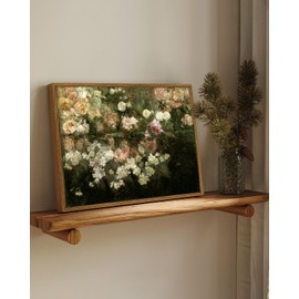 MTFBWY Framed Canvas Wall Art Vintage Floral Painting Garden in May Flowers Prints Countryside Printing Picture Retro Wall Decor for Livingroom Bedroom Bathroom Kitchen 12"x16"