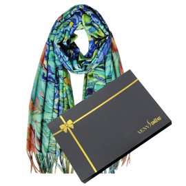 VENVSBEE Van Gogh Scarves Art Scarf for Women Best Gift Reversible Soft Cashmere Feel Shawl Wrap Doubleside Pashmina in Gift Box-03 Iris