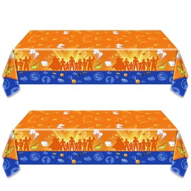 2Pcs Birthday Party Tablecloth 54“ x 108”, Cartoon Animation Theme Party Supplies Baby Party Birthday Decorations