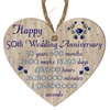 Pixie's Gift 50th Wedding Anniversary" Commemorative Wooden Heart Plaque –