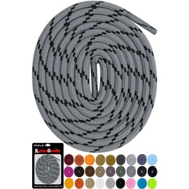 KutsuGoods Round Laces, Shoelaces, Climbing, Durable, Laces, Boots, 95, Sneakers, Black, White, Red, Blue, 100-180, multicolor (gray / black)