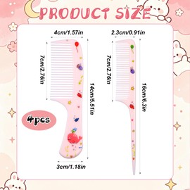 2Pcs Baby Hair Comb, Kids Hair Brush Set for Girls Boys, Cute Hair Comb Set Toddler Hair Brush, Mini Comb Rat Tail Hair Styling for Toddler Child's Hair Travel Hair Brush (Style D)