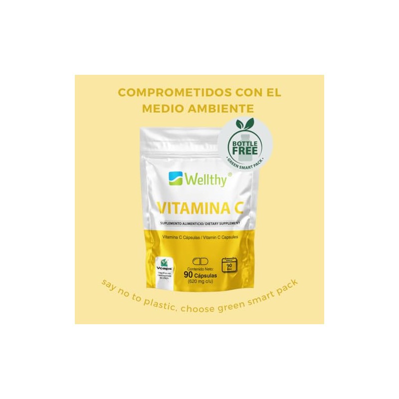 Wellthy Vitamina Cápsulas 300mg Solo Cápsula Día Vcaps Capsulas Veganas