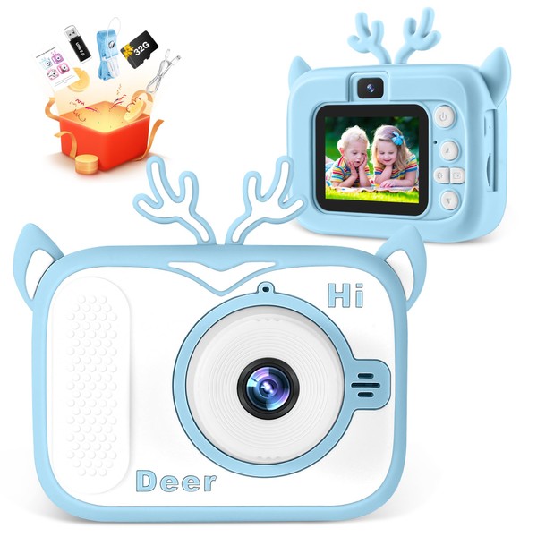 Bistfy Macchina Fotografica Bambini 40MP e 1080P HD Digitale Videocamera Obiettivo Doppio Selfie Fotocamera per Bambini 3-12 Anni Ragazzi e Ragazze, Schermo IPS con 32GB SD Scheda