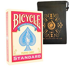 Coloured Bicycle Playing Cards - Classic Rider Back Design- Includes Cascade Card Bag (Pink)